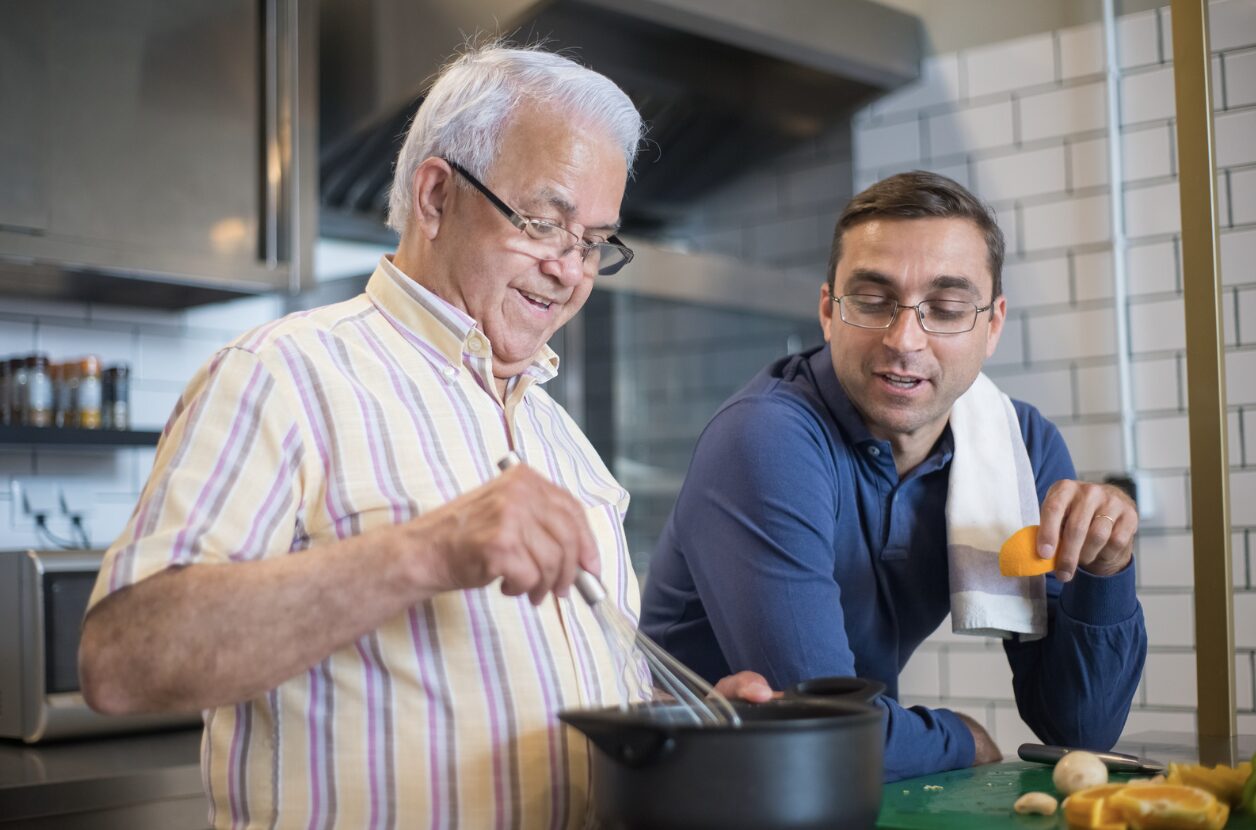 A person preparing fresh food at home